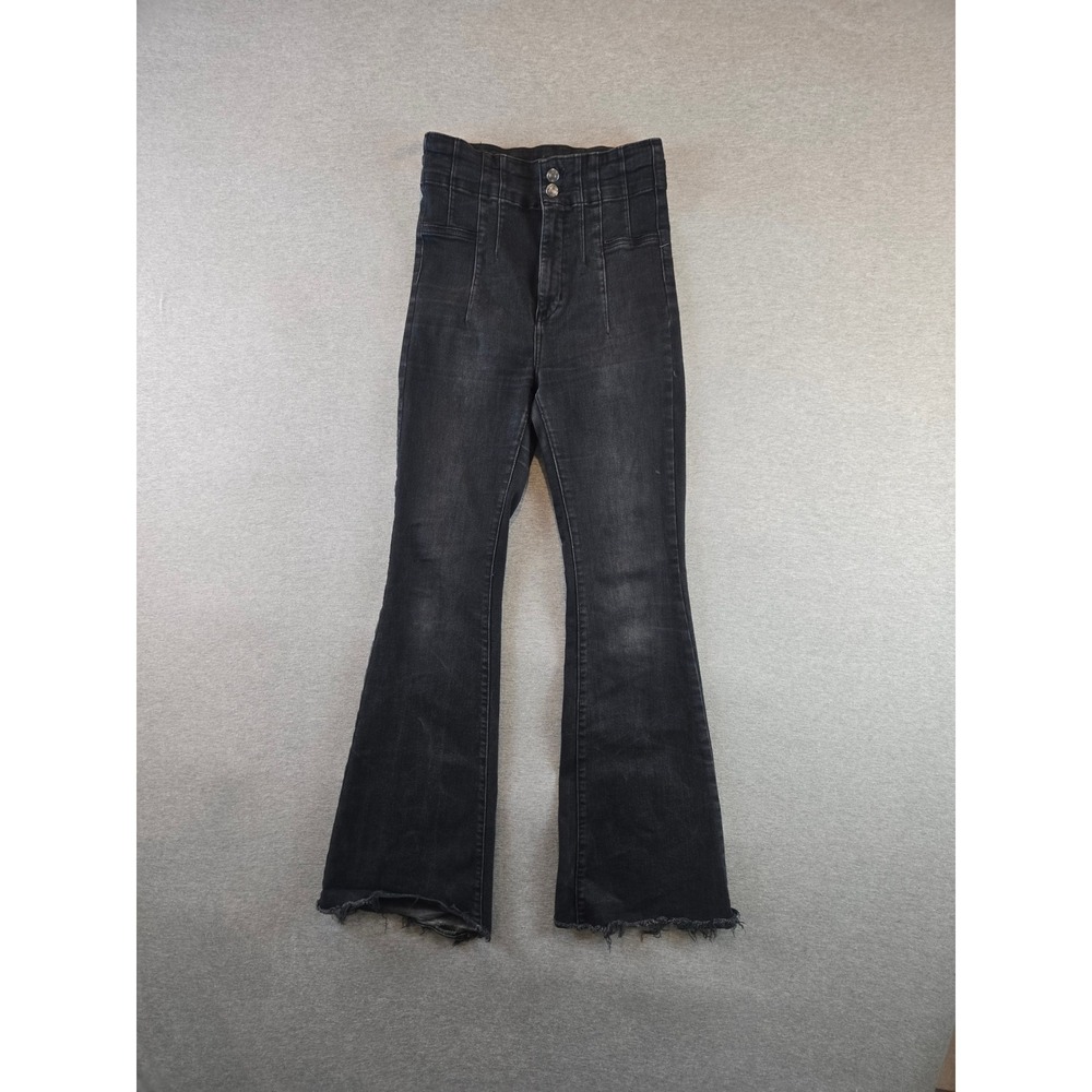We The Free People‎ Jayde Flare Jeans Women's Size 30. Black BOHO Stretch Denim